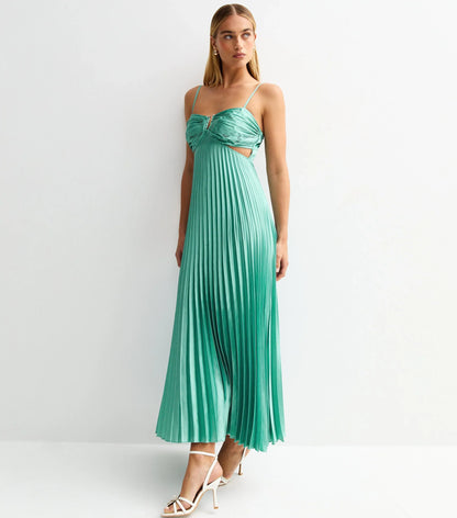 Blue Plisse Midi Dress