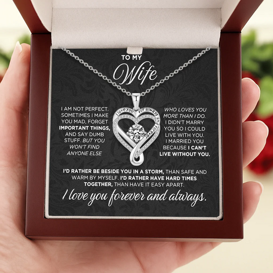 Engraved Heart Necklace for Wife