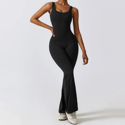 SculptFlow™ V-Back Flared Jumpsuit