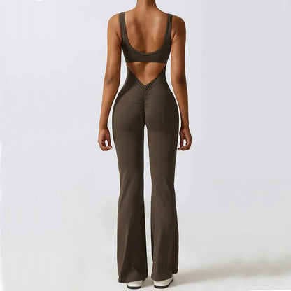 SculptFlow™ V-Back Flared Jumpsuit